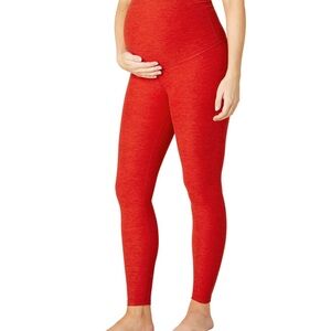 Beyond the bump yoga maternity leggings red hot siren size medium spacedye